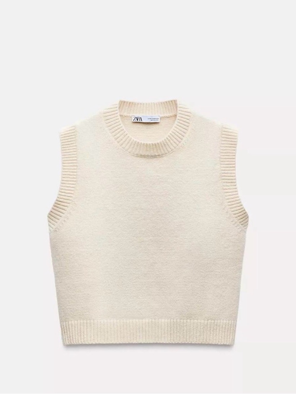 Zara Cream Knit Sleeveless Sweater Vest Tank